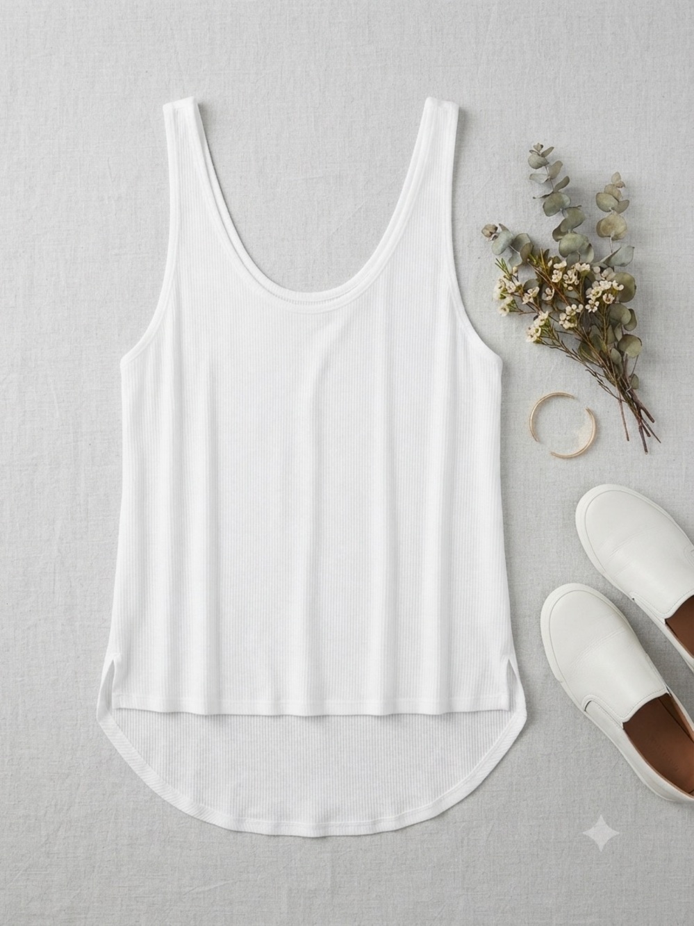 lululemon athletica White Ribbed Scoop Tank - Women's